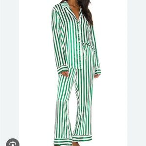 Show me your Mumu - classic pj set Green and White Striped Women's Pajama Set